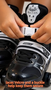 Grapple Kids Double Row 4-Wheel Roller Skates Comfortable Safe Durable Skating Shoes For Beginner