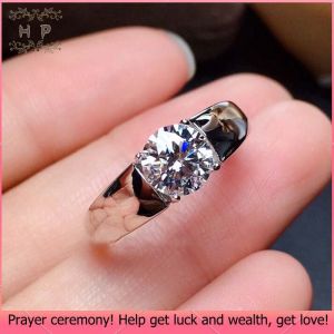 HP-S925เงินสเตอร์ลิงฝังเพชรแหวน2กะรัต Moissanite แหวนผู้ชายแหวนแต่งงาน