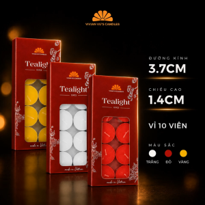 Nến Tealight Vỉ 10 Viên Vivian Vus Candles Kích Thước 3.7x1.4cm - Nến Trang Trí Decor tiệc