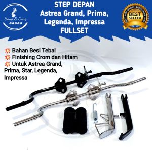 B&C - Step Footstep Pijakan Kaki Depan Honda Astrea Grand Prima Star Legenda Impressa HITAM CROM Set Standar Standart 1 Jagang Jagrak Samping Astrea Grand / Postep Barstep Astrea Grand Prima Star Legenda Impressa Set Jagang samping Murah