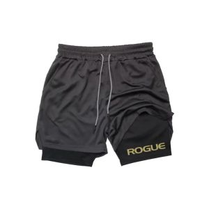 Mens Running Shorts 2-In-1 Double-deck Sport Sportswear Gym Fitness Compression Short Pants Training Jogging Bottom Clothing
