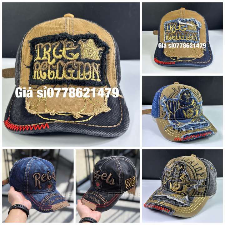 Nón kết Jean goats ông địa full tem — mũ lưỡi trai thêu true địa đen ...