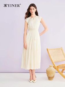 YINER | New Chinese Style Stand Collar Waist-tightening Dress