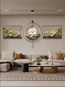 Jam Hiasan Dinding Ruang Tamu Lukisan Krystal Porselin Wall Decor 3pcs/Set Nordic Modern Jam Dinding Ruang Makan koridor TV Sofa Pajangan Dinding Poster Ruangan Dekorasi Kamar Pajangan Tembok MOOISHC