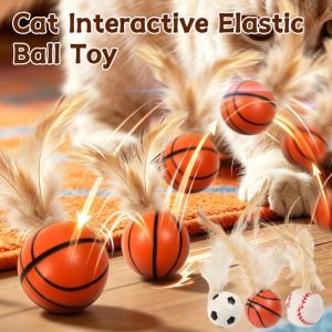 PawPulse【Local Stock】3Pcs New Cat Interactive Ball Toys Bouncy Balls with Feathers Indoor Cat Game Toy Feather Cat Training Catcher Pet Toy