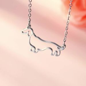 Fashion Short Leg Sausage Dog Stainless Steel Hollow Sausage Dog Womens Neck Chain Pet Animal Necklace Fashion Jewelry Gift