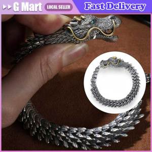 Vintage Mens Punk Domineering Ancient Dragon Snake Link Bracelets Accessories Hiphop Style 925 Sterling Silver Fashion Jewelry Fashion Retro Silver Plated Dragon Head Keel Bracelet for Men Holiday Gift Hip Hop Punk Chain Hand Jewelry Accessories
