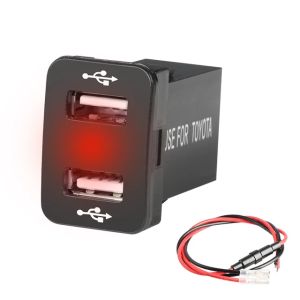Dual USB Interior port plug Car Socket Charger 12-24V LED Car Accessories Power Adapter For Toyota 2.1A For Mobile Phone