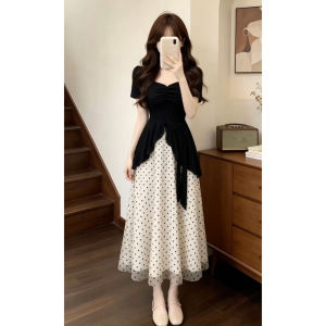 PEIZIXUAN | Puffy Short Dress Polka Dot French Style Petite