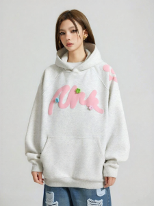 A chock | Hip-Hop Foam Print Embroidered Thickened Hoodie