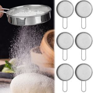 Stainless Steel Flour Sifter Fine Flour Sieve Sugar Powder Sieve Mesh Strainer Various Uses Baking Sifter with Handle Flour Strainer Kitchen Tools
