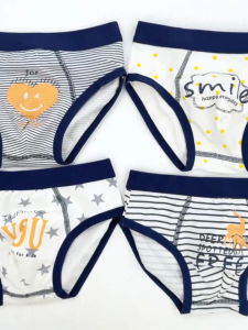 LJMOFA 4 PCS Kids Briefs for Boy 3-12 Yrs Cartoon Pattern Cotton Cozy Underwear for Kids Boy