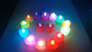 Love Heart Shaped LED Light Romantic Candle Flameless Wedding Birthday Party Coloful Tealight Hari Raya Lilin Lampu