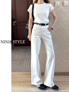 High Waist Wide Leg White Denim Jeans Womens Spring Autumn New Loose Drapey Small Size Straight Tube Pants