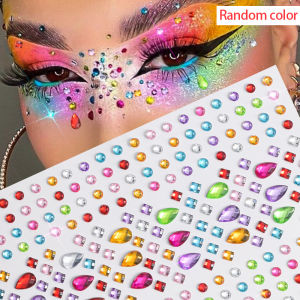 1Sheet 3D Dream Color Love-Heart Gem Tattoo Stickers Round Diamond Temporary Tattoos DIY Eyes/Face/Hair/Makeup Jewelry Decals 1