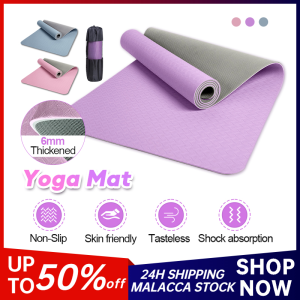 6mm TPE Yoga Mat with Carrying Bag Double-Sided Anti-Skid Fitness Mat Thickening Sport Gym Pad Beginner Pilates Mat 瑜伽垫