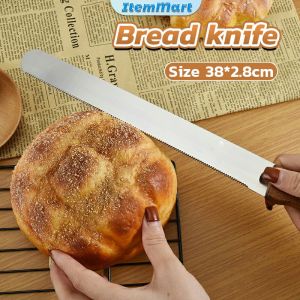 ItemMart 10inches Stainless Steel Bread Knife Wooden Handle Cake Slicer Pastry Cutter Baking Tools