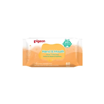 Pigeon Hand & Mouth Wet Tissue 60s 2In1 Pack