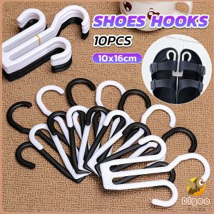 Digeo 10pcs Shoes Drying Racks Multi-purpose Hanger Space Saving Slipper Double Hooks Supermarket Shelf Hook
