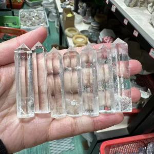 1PC ธรรมชาติสีขาวคริสตัลควอตซ์ใส 6-7 ซม.คริสตัลควอตซ์หิน Healing Hexagonal Wand Treatment หิน