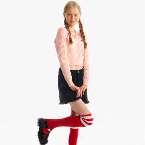 [KIRSH] SMALL CHERRY CABLE CROP KNIT | 23SS | Women knit top | Crop Knit |  Ladies knit top | Knit tops plus size | Knitted top | Korean style