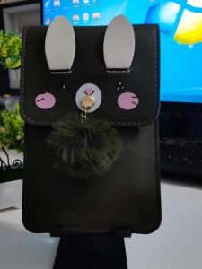 Cute Rabbit Ear Mobile Phone Bag Womens Crossbody Touch Screen Mini Vertical Shoulder Bag Korean Style Versatile for Girls