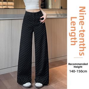 ZIYAN | Heart-shaped Polka Dots Skinny Fit Summer Thin Wide Leg Pants