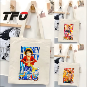 TFO Tote Bag One Piece the Straw Hat Pirates Monkey D. Luffy Versatile Ideal for College School