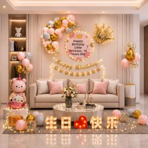 QIANHUAJIAN | Birthday Party Decorations Background Poster for 10-Year-Old Girl