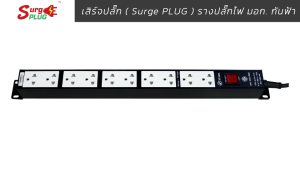 1 แถม 1 ซื้อ Surge Plug PDU รางปลั๊กไฟ มอก สำหรับ Rack19 นิ้ว, ขนาด 1U, กันฟ้า