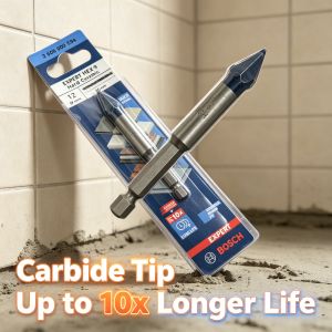 Bosch | Bosch Expert Hex-9 Hard Ceramic Drill Bit Self-Centering Carbide Tip Hex Shank for Tile Glass Marble Brick