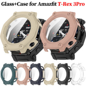 Glass+Case for Amazfit T-Rex 3Pro Anti-scratch Screen Protector Tempered Glass Film+Bumper Silicone Protective Cover Accessories