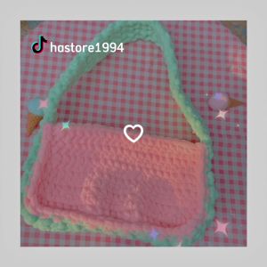 Túi len kẹp nách Túi kẹp nách Túi xách màu kẹo pastel Crochet shoulder bag