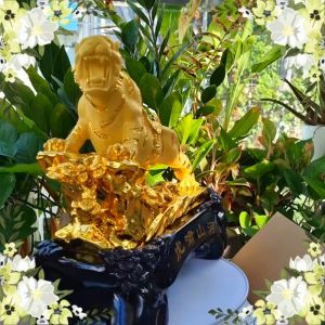 Tượng Hổ Con Giáp Quyền Lực Bằng Vàng Cát Mỹ Nghệ Cao 32cm