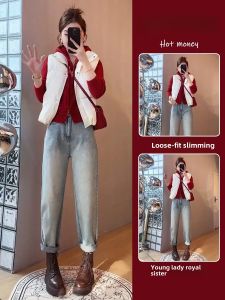 Active Korean Style Three Piece Set Casual H Version Long Sleeve Midi Dress Bright Color Block Design for Young Women