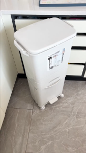 Large Kitchen Sorting Trash Can with Lid Double Layer for Dry and Wet Separation Wheeled