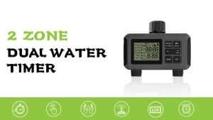 Yieryi Garden Watering Timer Programmable Faucet Timer Water Valve Garden Automatic Watering System 2 Zone Sprinkler Timer with Rain Delay for Yard Lawn Pool
