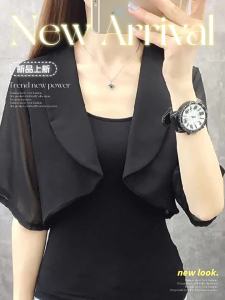French Chiffon Ice Silk Fashion Short Jacket Top Women Summer New High-End Feel Stylish Small Size Open Cardigan Shawl