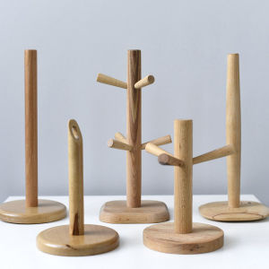 ชั้นวางกระดาษเช็ดหน้ามีด้ามจับไม้เนื้อแข็งสำหรับครัว อุปกรณ์เก็บของแบบอเมริกันสีพื้นสำหรับทุกคนในครัว