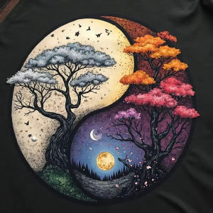 Mystical Yin Yang Tree of Life Spiritual Artwork Jigsaw Puzzle 500/1024PCS Stress Relief Puzzle Wall Art Decor Gift