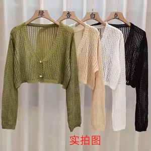 Áo Khoác Len Cardigan Dáng Croptop Mỏng 2 Cúc ( Khuy) Dáng Hàn Quốc