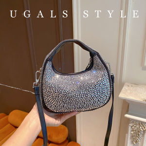 UGALS | Clutch Đeo Chéo Kim Loại Bóng Đính Nước Kim Cương