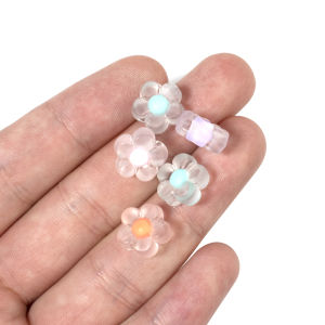 100pcs/lot Acrylic Flower Beads Transparency Sunflowers Beads Matte Flowers Middle Beads Loose Spacer Beads For Jewelry Making