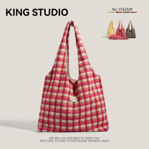 Trendy Plaid Large Capacity Tote Bag Womens Class Casual Shopping Bag Soft Handle Single Shoulder Handbag for Youth