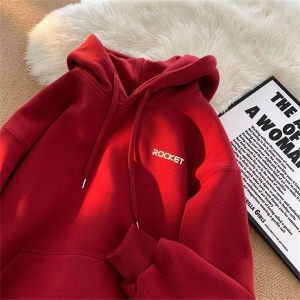 American High Street Style Mens Hoodie Pure Cotton Fleece Lined Loose Fit Autumn Winter Casual Fashion Youth Trend