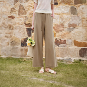 XIANGYING | Gray Linen V-series Intellectual Wide-leg Pants for Women
