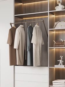 Premium Silent Gliding Clothes Hanger Smooth Pull Down Mechanism Walk in Closet Cabinet Organization