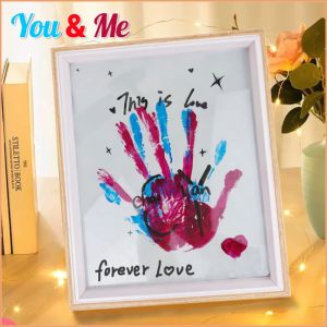 DIY Transparent Wood Handprint Photo Frame LED Light Picture Frame For Lovers Family Kids Home Decor Gift