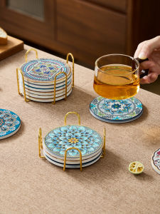 Thảm Tách Bằng Gốm Sứ Cách Nhiệt Thiết Kế Dân Tộc Đặc Biệt Sang Trọng Thiết Kế Tròn Cổ Điển Phụ Kiện Nhà Bếp