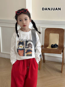 Cute Korean Style Long Sleeve T-Shirt for Girls Spring Autumn Loose Breathable Inner Wear Childrens Fashion Casual Top